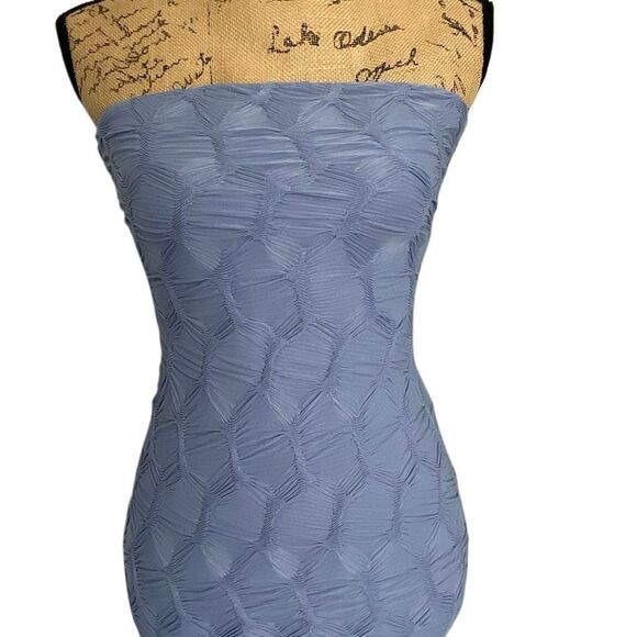 NWT Strapless Textured Lavender BodyCon Midi Dress - Size XS-S - Picture 2 of 10